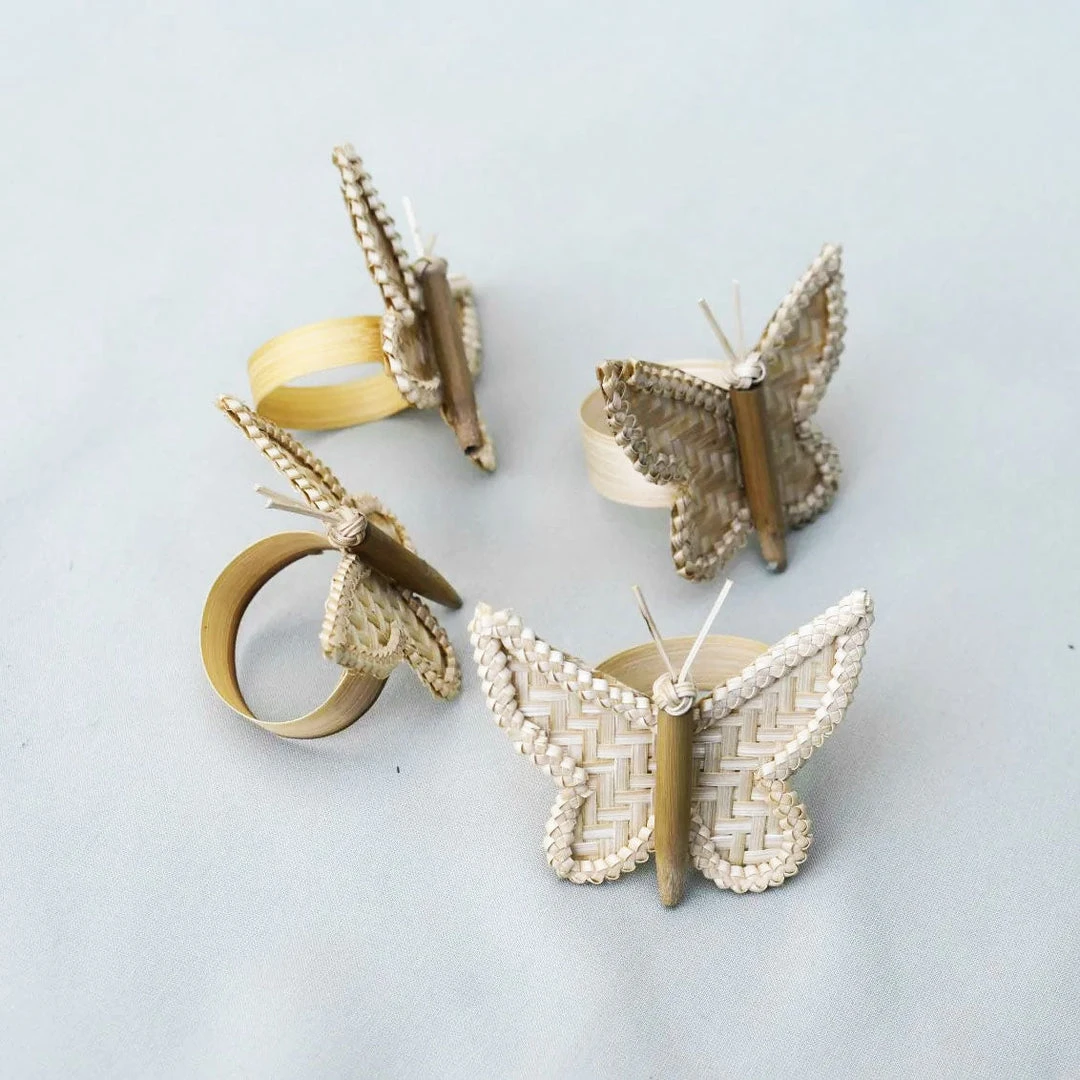 Amara Butterfly Bamboo Napkin Ring Set 1 Amara Butterfly Bamboo Napkin Ring Set