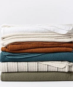 Coyuchi Home Goods Cascade Matelasse Blanket - Rust