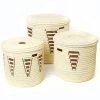 Swahili African Modern Chestnut Arrow Doum Palm Hamper Basket Set Home Goods