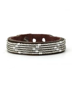 Swahili Coast Design Chevron Silver Beaded Leather Cuff Jewelry 9 Swahili Coast Design Chevron Silver Beaded Leather Cuff Jewelry