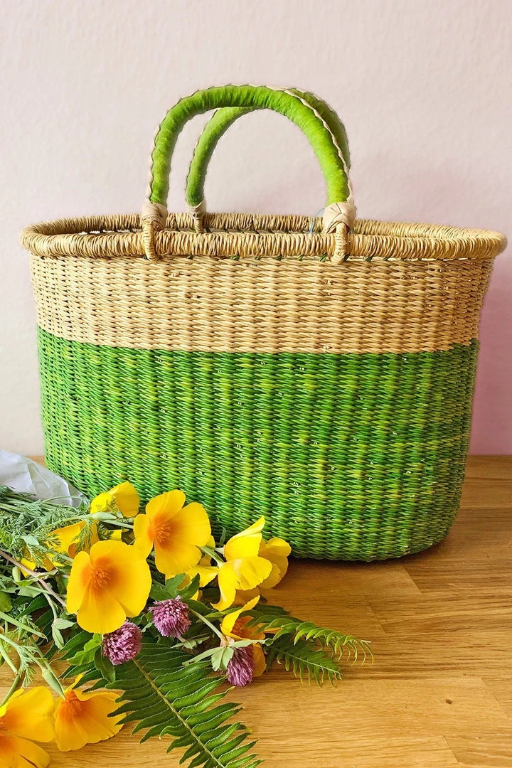 Swahili African Modern Cilantro Bolga Shopper Bag Accessories 2 Swahili African Modern Cilantro Bolga Shopper Bag Accessories