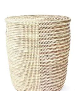 Swahili African Modern Home Goods Flat Lid Storage Basket - Cocoa + Cream