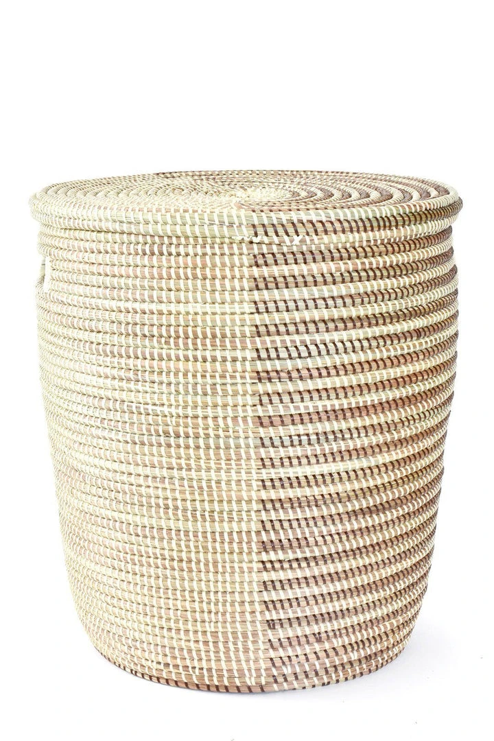 Swahili African Modern Home Goods Flat Lid Storage Basket - Cocoa + Cream Swahili African Modern Home Goods Flat Lid Storage Basket - Cocoa + Cream