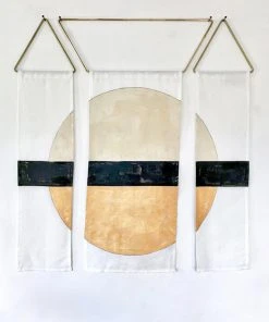 Conejo & Co Mitad Wall Hanging - Oyster, Black, Gold Home Goods