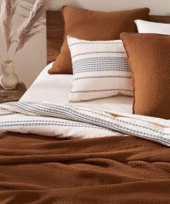 Coyuchi Home Goods Cascade Matelasse Blanket - Rust