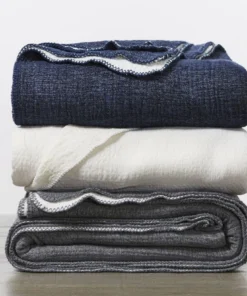 Coyuchi Home Goods Cozy Cotton Blanket - Moonlight Blue 2 Coyuchi Home Goods Cozy Cotton Blanket - Moonlight Blue