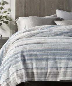Coyuchi Home Goods Lost Coast Duvet Cover - Marine With Grays