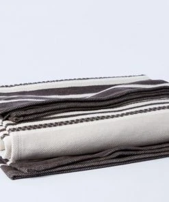 Coyuchi Home Goods Mariposa Supersoft Cotton Blanket - Bone Multi Stripe