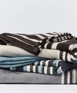 Coyuchi Home Goods Mariposa Supersoft Cotton Blanket - Bone Multi Stripe