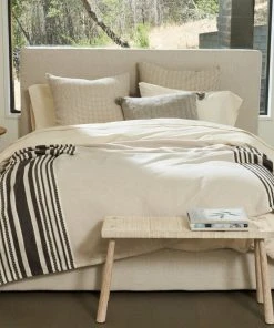 Coyuchi Home Goods Mariposa Supersoft Cotton Blanket - Bone Multi Stripe