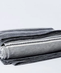 Coyuchi Home Goods Mariposa Supersoft Cotton Blanket - Gray Multi Stripe