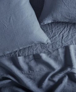 Coyuchi Fair Trade Relaxed Linen Pillowcase Set - Harbor Blue