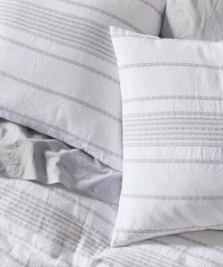 Coyuchi Home Goods Rippled Stripe Sham - Alpine White / Pale Gray