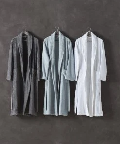 Coyuchi Home Goods Cloud Loom Unisex Robe - Palest Ocean