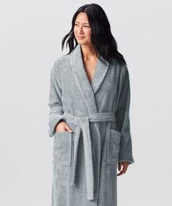 Coyuchi Home Goods Cloud Loom Unisex Robe - Palest Ocean