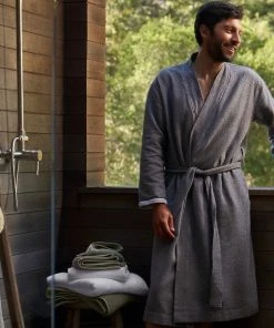 Coyuchi Home Goods Mediterranean Modern Unisex Robe - Lake