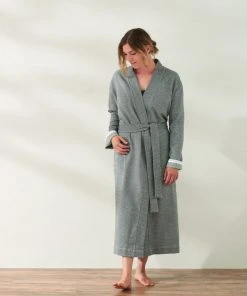 Coyuchi Home Goods Mediterranean Modern Unisex Robe - Shadow