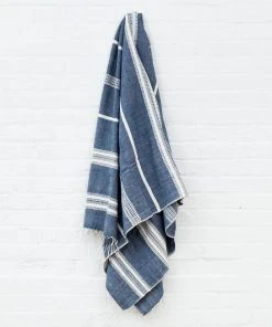 Creative Women Aden Bath Towel - Navy + Natural Home Goods