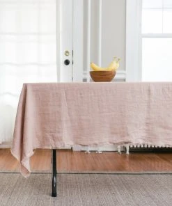 Creative Women Best Sellers Stone Washed Linen Tablecloth - Blush
