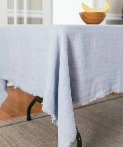 Creative Women Stone Washed Linen Tablecloth - Light Blue Kitchen + Dining