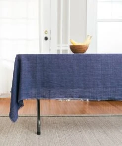 Creative Women Stone Washed Linen Tablecloth - Navy