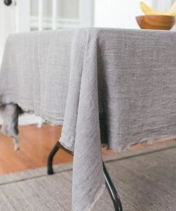 Creative Women Stone Washed Linen Tablecloth - Oyster Gray