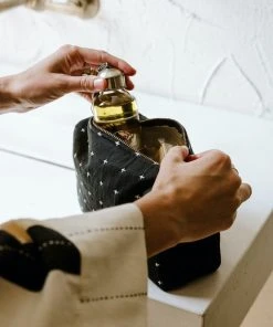 Anchal Accessories Cross Stitch Toiletry Bag - Charcoal