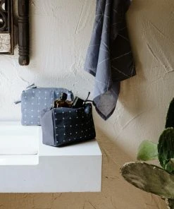 Anchal Accessories Cross Stitch Toiletry Bag - Charcoal