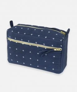 Anchal Cross Stitch Toiletry Bag - Navy