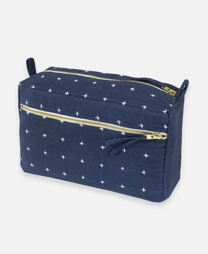 Anchal Cross Stitch Toiletry Bag - Navy 1 Anchal Cross Stitch Toiletry Bag - Navy