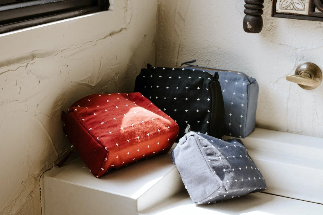 Anchal Cross Stitch Toiletry Bag - Navy 3 Anchal Cross Stitch Toiletry Bag - Navy