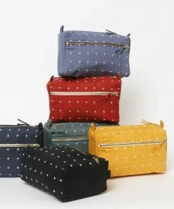 Anchal Accessories Cross Stitch Toiletry Bag - Slate