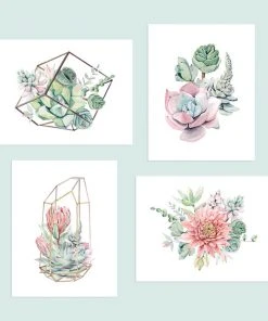 Cute Root Succulent Arrangements Plantable Cards - 8 Pack Greeting Cards