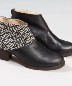 Darzah Tatreez Ankle Boot - Black + Ecru