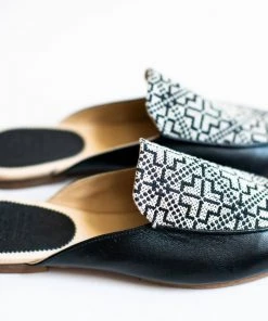Darzah Tatreez Mule - Black + White Staff Favorites