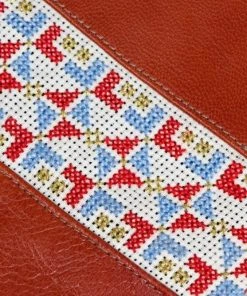 Darzah Clay Tatreez Crossbody Bag — Blue + Rust Fair Trade