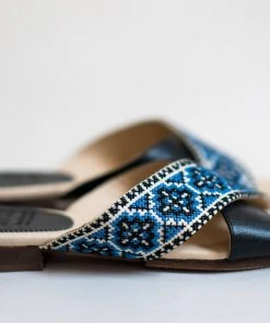 Darzah Tatreez Cross Sandal - Blue