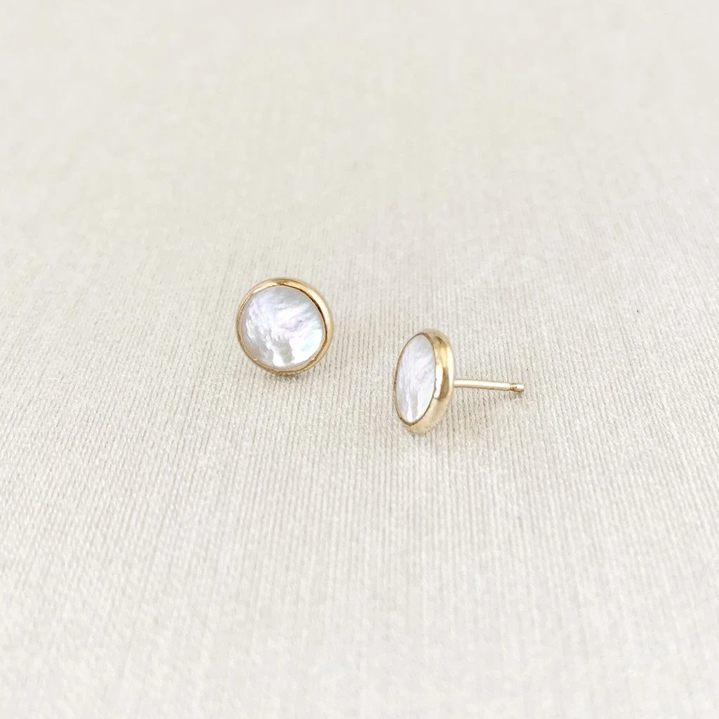 Sara Patino Jewelry Deep Pearl Recycled Gold Stud Earrings Sara Patino Jewelry Deep Pearl Recycled Gold Stud Earrings