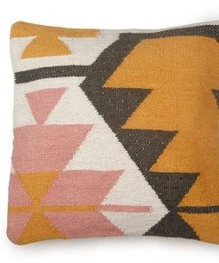 Casa Amarosa Desert Kilim Wool Geometric Throw Pillow Cover