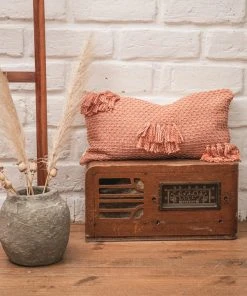 Zuahaza Home Goods Diamond Guayaba Lumbar Pillow Cover With Tassels