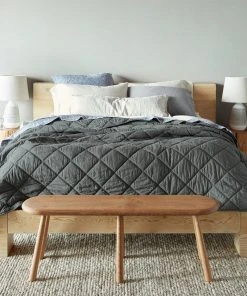 Coyuchi Home Goods Diamond Stitched Comforter - Shadow