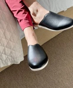 Dooeys Black Apple Leather House Mule