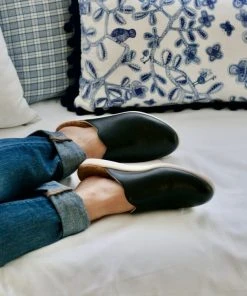 Dooeys Black Apple Leather House Mule