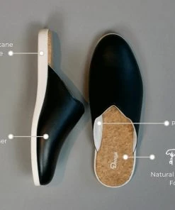 Dooeys Black Apple Leather House Mule