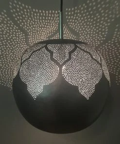 Dounia Home Lighting Najma Trellis Globe Pendant Light - Gunmetal