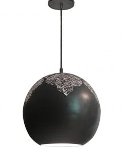 Dounia Home Lighting Najma Trellis Globe Pendant Light - Gunmetal