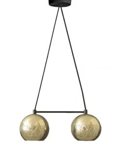 Dounia Home BIPOC Owned Nur Reversed Chandelier - Duel Globe - Brass