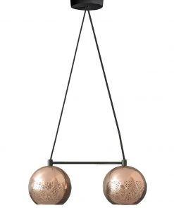 Dounia Home BIPOC Owned Nur Reversed Chandelier - Duel Globe - Copper