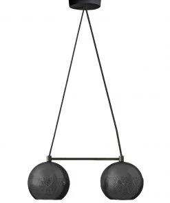 Dounia Home Nur Reversed Chandelier - Duel Globe - Gunmetal BIPOC Owned