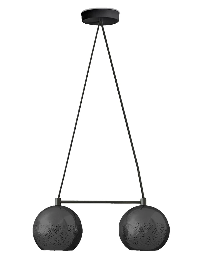 Dounia Home Nur Reversed Chandelier - Duel Globe - Gunmetal BIPOC Owned 1 Dounia Home Nur Reversed Chandelier - Duel Globe - Gunmetal BIPOC Owned